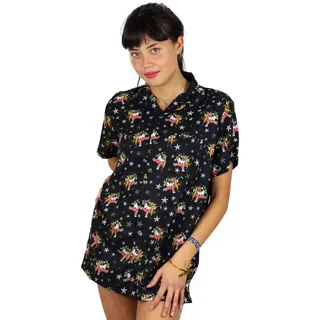 OH Hawaiihemd Hawaiibluse Weihnachten, Drunken Santa, Schwarz XXL - XXL