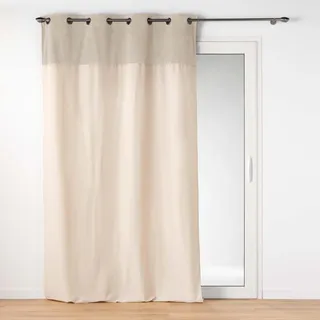 Douceur d'Intérieur Tessa Ösenvorhang (140 x 240 cm), Beige, Polycotton und einfarbige Boucléoberseite