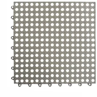 Hiseng Duschmatte rutschfest Ineinandergreifenden Duschmatten Badematte mit Saugnäpfen Abflusslöchern 30x30cm Schneidbar Spleißbare Antirutschmatte für Badezimmer Schwimmbad (hellgrau,1pc)