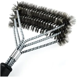 Blumtal Grillbürste aus Edelstahl - Premium Grill Bürste, Zubehör Drahtbürste, 3er Kopf, Langer Griff (Schwarz)