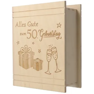 Spruchreif® Spardose · Spardose Buch aus Holz mit Gravur · Sparbüchse zum Geburtstag