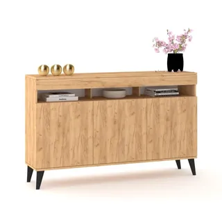 Euro Style Große Kommode Fernsehschrank Sideboard 120cm Skandi Golden Eiche/Golden Eiche