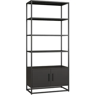 [en.casa] Bücherregal Hailuoto 80 x 40 x 180 cm Schwarz