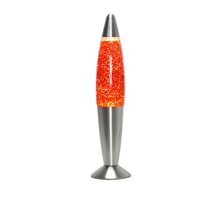 Easylight Lavalampe Glitter TIMMY Orange Silber H:36cm inkl. E14 Leuchtmittel Retro Design Glitzerlampe Jugendzimmer