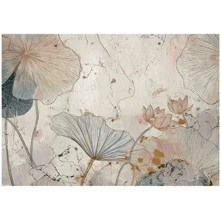WallArena Fototapete Blumen Beton Beige 350x250 cm