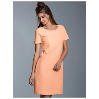 Jerseykleid TRIGEMA "TRIGEMA Halbarm Kleid mit Kristallsteinen" Gr. L, US-Größen, orange (apricot) Damen Kleider Freizeitkleider