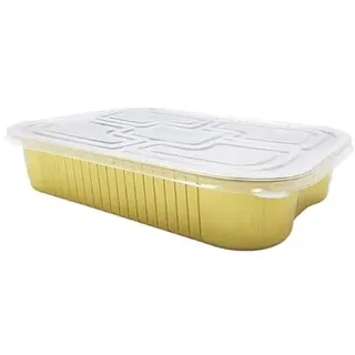 10er-Set Gold-Aluminiumbackformen mit Deckel – Runde & rechteckige Einweg-Dampfgarformen für Outdoor-Camping, Backen, Grillen, Mahlzeitenvorbereitung – Ofengeeignet mit Doppelverstärkung