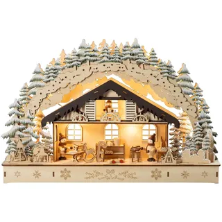 SAICO Original LED Schwibbogen Schwibbogenwerkstatt Lichterbogen Holz Batterie- und Netzbetrieb