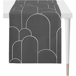 Tischläufer APELT "Vision, LOFT STYLE, Jacquard", grau (anthrazit, grau), B:44cm L:140cm, Polyester, Viskose, Tischdecken