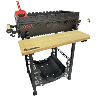 Holzkohlengrill, Mangal, BBQ, Osten, Schaschlik, Spieße, 4 mm Stahl, Picknick, Gartengrill, - Schwarz