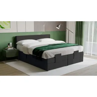 PAARA Boxspringbett 25GM elektrisch verstellbar mit Motor Dachschräge, Belüftungssystem grau 180 cm x 220 cm