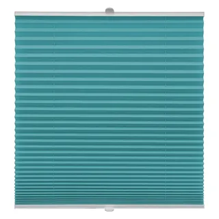 Plissee auf Maß für alle Fenster Montage Glasleiste Blickdicht mit Spannschuh Sonnenschutzrollo Türkis Breite: 81-90 cm, Höhe: 40-100 cm
