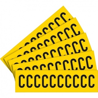 Aufkleber I Selbstklebende Buchstaben C, gelb/schwarz, Folie, Schrifthöhe 25mm, 5Bogen/VE, 10/BOG