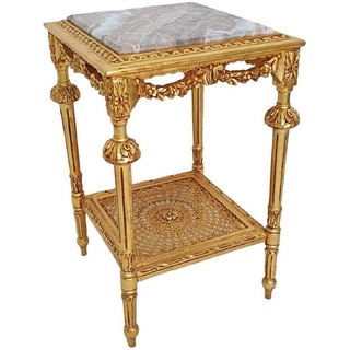 Casa Padrino Beistelltisch Casa Padrino Barock Beistelltisch Gold / Grau - Prunkvoller Antik Stil Massivholz Tisch mit Marmorplatte - Wohnzimmer Möbel im Barockstil - Barock Möbel