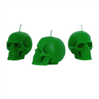 NKlaus Formkerze 3x Bienenwachs Totenkopf Grün Kerze Gothik Skull H grün