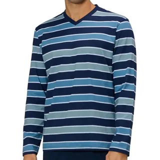 Ammann Herren Schlafanzug Oberteil Langarm mit V-Ausschnitt – 100% Baumwolle, Bequem & Atmungsaktiv – Mix & Match Schlafshirt mit komfortablem Schnitt – Maschinenwäsche & Trocknergeeignet - L