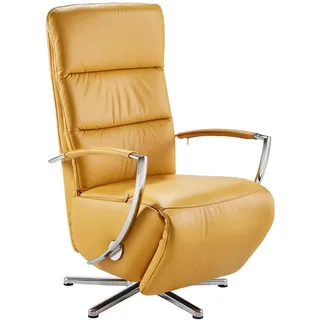 Cantus Relaxsessel, Gelb, Metall, Echtleder, Color-Finish-Leder, 64x108-112x80 cm, Goldenes M, Lederauswahl, Stoffauswahl, Liegefunktion, Herz-Waage-Funktion, Wohnzimmer, Sessel, Relaxsessel