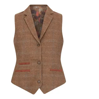 TruClothing.com Damenweste Wollmischung Tweed Herringbone Kariert Maßgeschneidert Damenweste - 36