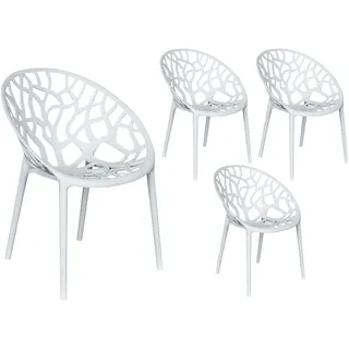 LC Garden Vomo 4er Set Gartenstühle Weiß Stapelstühle Kunststoff stapelbar