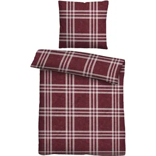 biberna Lya Melange Baumwolle Rot 135 x 200 cm + 2 x 80 x 80 cm