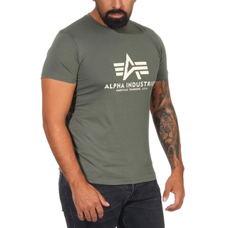 Alpha Industries Herren Basic T-Shirt, Grün, L