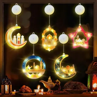 Toprunyi Set Mit 5 Ramadan Eid Mubarak Led-lichtern Mit Saugnäpfen
