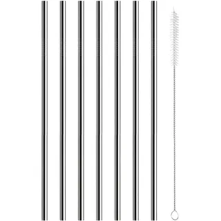 7 Stück Ersatz Edelstahl Strohhalme mit 30cm Strohbürste,304 Lange Strohhalme,Wiederverwendbar Trinkhalme,Tragbarer Doppelwandiger Vakuum Strohhalme,Für Getränke