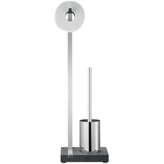 blomus -MENOTO- Stand WC-Garnitur aus poliertem Edelstahl, freistehender Toilettenbutler, platzsparende Konstruktion in exklusiver Optik, Badaccessoire (H / B / T: 64,5 x 15 x 20 cm, Edelstahl, 68688)