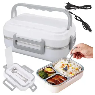 VERK GROUP Elektrische Lunchbox Elektrische Lunchbox mit Heizfunktion fürs Auto, Edelstahl, (1-tlg) weiß