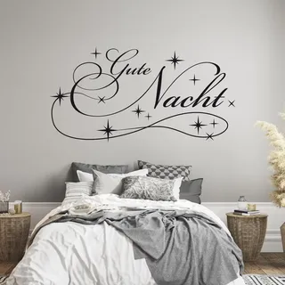 GRAZDesign Wandtattoo Schlafzimmer Gute Nacht Sterne Wandaufkleber Sprüche Erwachsene - 111x57cm / 080 braun