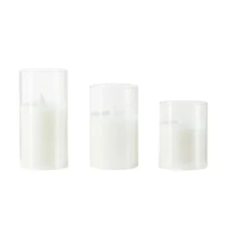 HOME STORY LED Kerze  3er Set   , weiß , Wachs,Kunststoff,Glas , Maße (cm): H: 15  Ø: 7.5