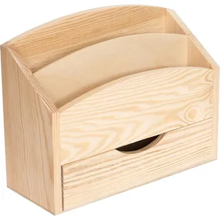 Creative Deco Schreibtisch Organizer 2 Fächer mit Schublade | 25x10x20,5 cm