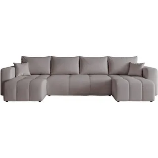 idohome U-Form Wohnlandschaft mit Schlaffunktion und Bettkasten Silber