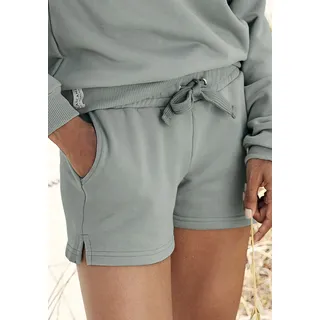 Sweatshorts LASCANA "-Loungeshorts" Gr. 32/34, N-Gr, grün (salbeigrün) Damen Hosen Strandhosen aus organischer Baumwolle, Loungewear