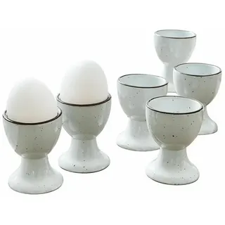 Mirabeau Geschirr-Set Eierbecher 6er Set Biarré weiß, Steinzeug weiß