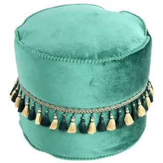 Kayoom Pouf, Grün, Gold, Textil, Füllung: Styroporkugeln, 45x38x45 cm, Reißverschluss, Wohnzimmer, Hocker, Poufs