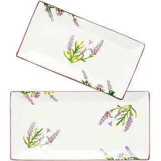 Lashuma Obstplatten 28x15 cm / 38x18 cm lila/weiß 2er Set