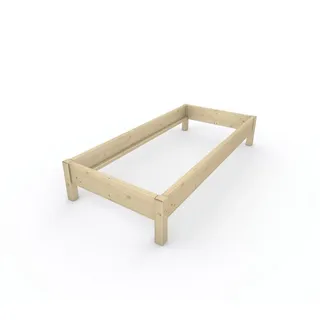 TUGA-Holztech Massivholzbett Holzbett Naturholzbett 90 x 200 cm 38 cm Bettgestell ohne Kopfteil, Br 70 80 90 100 120 140 160 180 200 Lg 200 220 H=38/48/58 cm 90 cm x 200 cm x 38 cm