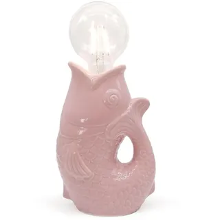Mea-Living GmbH Lucia LED Tischleuchte Fisch, rosa H:17 cm mit Keramiksockel, batteriebetrieben - Maritime Tischlampe, Lampe, Moderner Deko Stil maritim, Tierleuchte