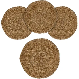 Spetebo Platzdecken aus Seegras Und Wasserhyazinthe 38 cm - 4er Set - Runde Tischsets aus Naturmaterialien