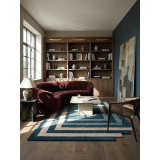 KADIMA DESIGN Hallein Wollteppich 120 x 180 cm Türkis-Beige