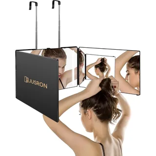 JUSRON 360 Grad Spiegel mit Licht, Klappspiegel 3 Teilig Haare Selbst