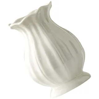 Blumenvase Weihnachten Geschenkideen aus Keramik für Wohnzimmer | Weiße Oberfläche, Gewellte Kante und Flache Basis, für Trockenblumen oder Stäbe