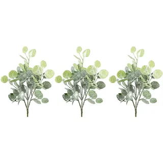 Creativ green Winterliche Kunstpflanze Weihnachtsdeko Eukalyptus, Creativ green, Höhe 38 cm, Zweige mit künstlichem Schnee bedeckt, 3er-Set grün