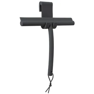blomus Duschabzieher -VIPO- Duschwischer, Scheibenabzieher für Glas, Fliesen, (2-St., Duschabzieher u. Halterung), Schlaufe, Halterung, hochwertiges Silikon, Kratzfrei, Streifenfrei schwarz