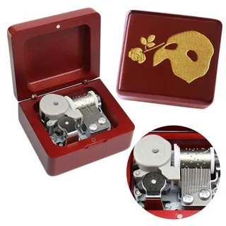 Sinzyo Masquerad Vintage Holz mechanische Spieluhr Weihnachten, Geburtstag, (Holzbox mit rotem Thema)