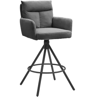 Barhocker Barstuhl Tresenhocker Küchenhocker mit Armlehne Drehbar Cord Grau