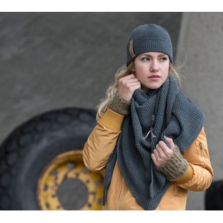 Knit Factory - Dreiecksschal Coco - Damen Strickschal mit Wolle - Umschlagtuch für den Herbst und Winter - Winterschal - Dreieckstuch - Hochwertige Qualität - XXL Schal - 190 x 85 cm - Hazel - 190x85 cm