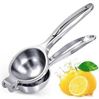QiMan Zitronenpresse Edelstahl, Zitruspresse,Saftpresse Manuell, 100% Auspresstechnik, Limettenpresse Klein, Orangenpresse Manuell, Granatapfelpresse, Obstpresse, Spülmaschinengeeignet