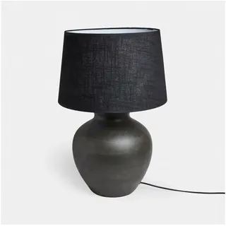 Mirabeau Tischleuchte Tischlampe Branver schwarz/braun, stilvolles Interieur, Bauchiger Keramikfuß braun|schwarz